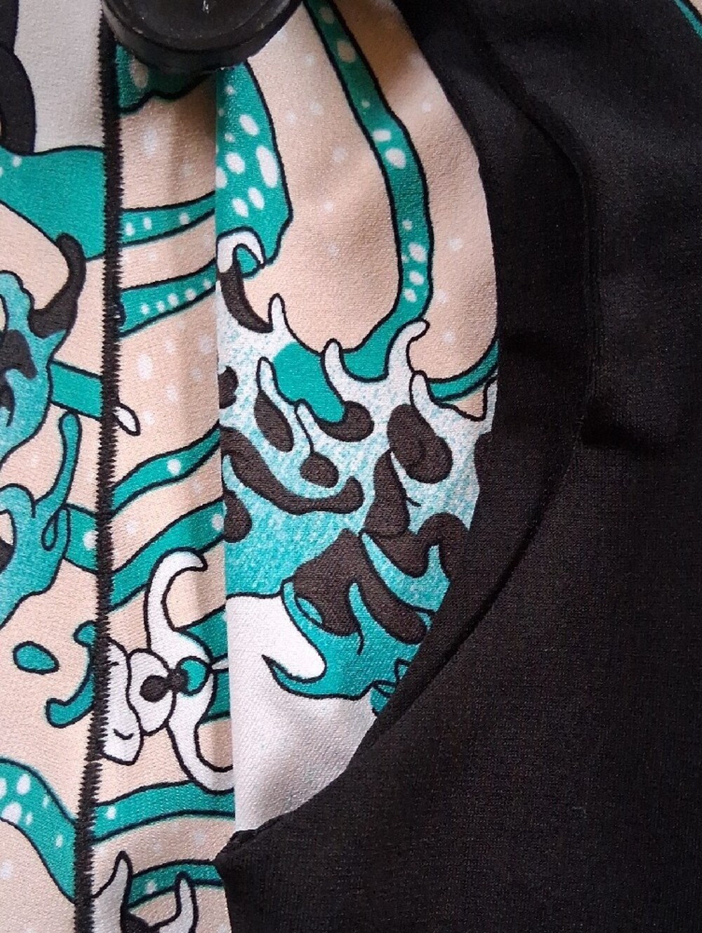 eva varro Black Dress with Teal and Peach Print - Picture 5 of 5